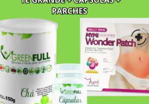 KIT SUPER POTENTE- 1 TÉ GRANDE + 1 POTE CÁPSULAS + PACK PARCHES ABDOMINALES PARA 30 DIAS